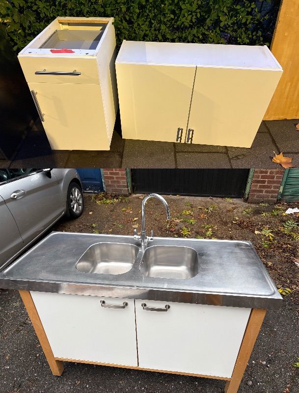 Stainless Steel Double Sink with White Kitchen Base Unit | in Victoria ...