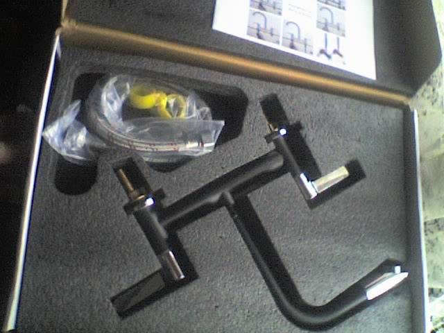 Black Kitchen Sink Mixer Tap Dual Lever with 360 Aerator - NEW