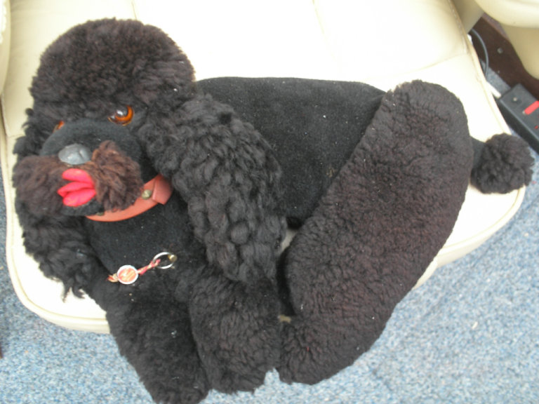 Vintage BLACK POODLE Toy by THORENS, circa 1950s, exc. working condition...