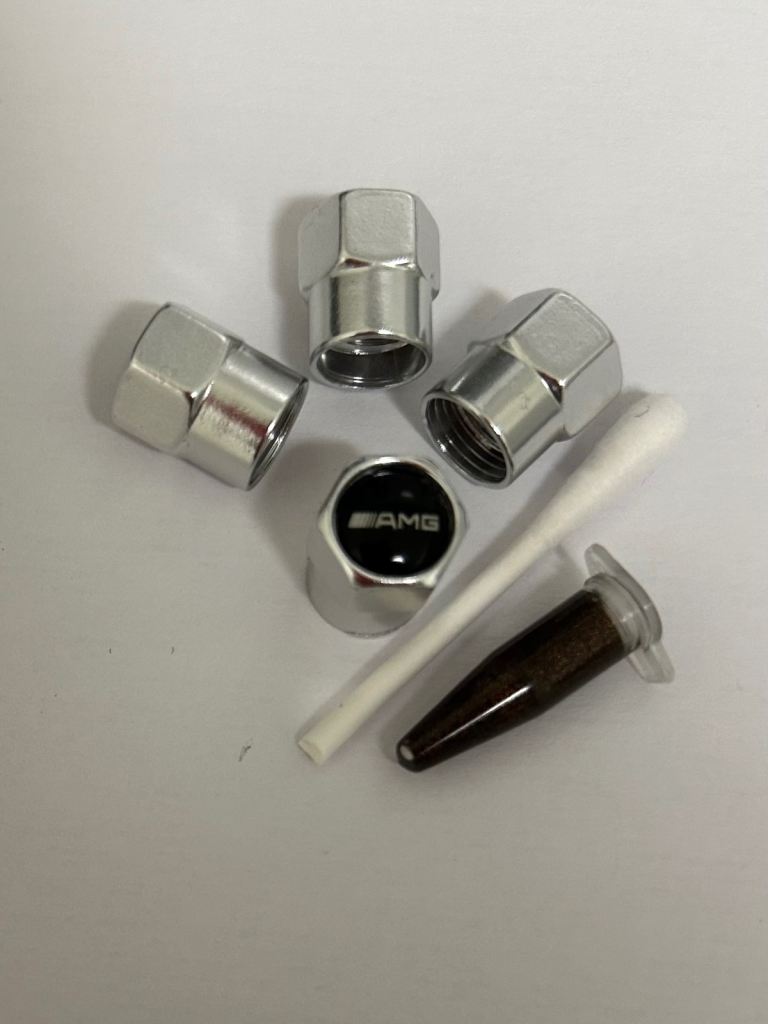AMG Tyre valve caps with grease 