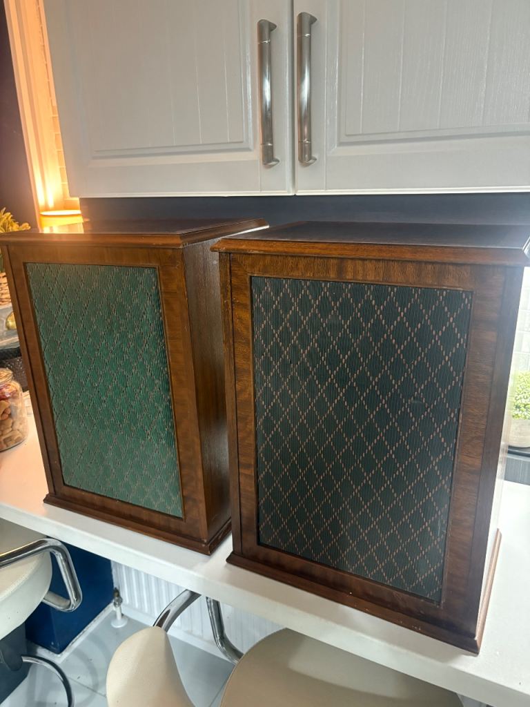 Pair of Vintage Dynatron walnut speakers 
