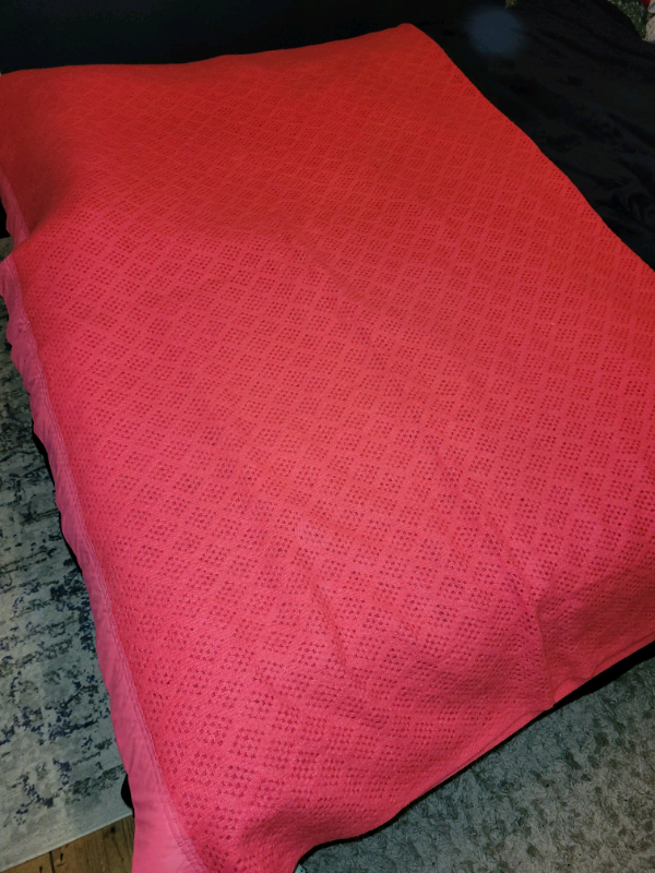 Vintage Fuscia Pink Cellular Blanket Double 