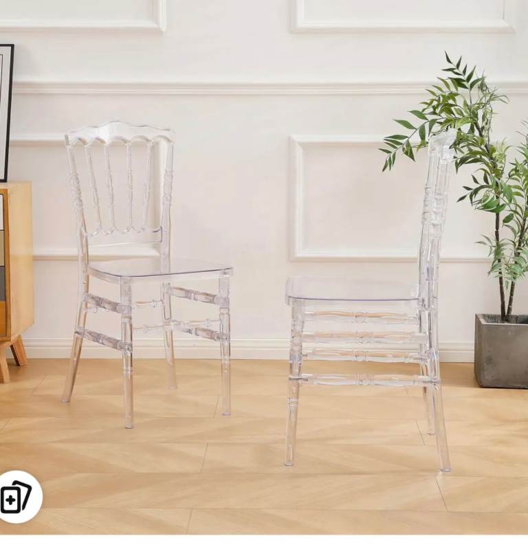 TAO ONE Clear Napoleon Chair 2 Pack, Clear Acrylic Chair, Modern Plastic Dining Chairs. RRP £129.