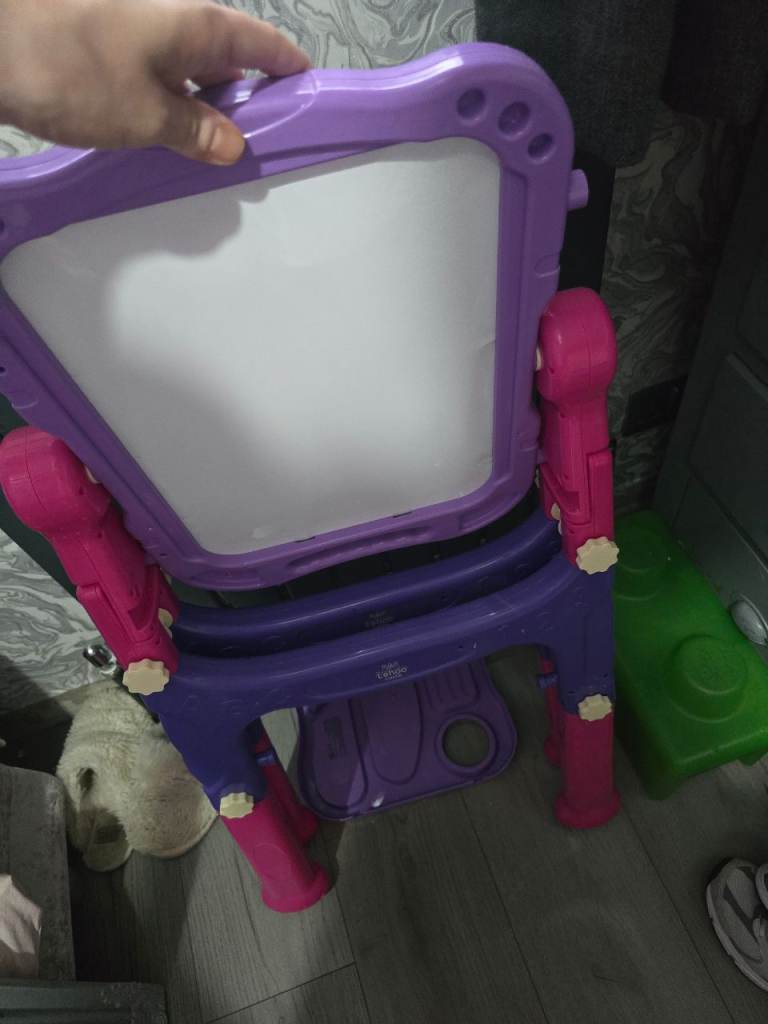Kids Purple Easel Whiteboard and Chalkboard