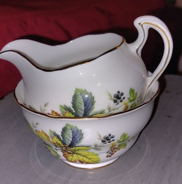 Vintage antique bone china  milk jug and sugar bowl set 