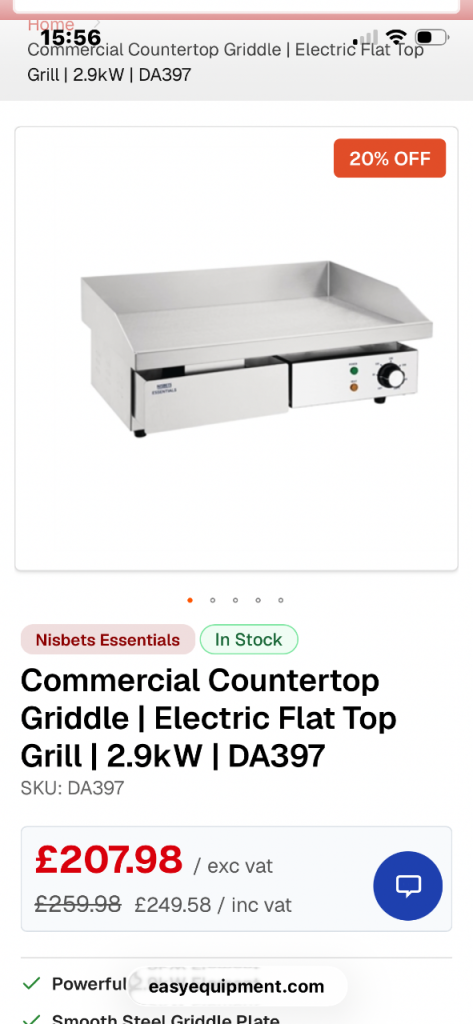 Nisbets Essentials Commercial Countertop Griddle Electric Flat Top Grill 2.9kW