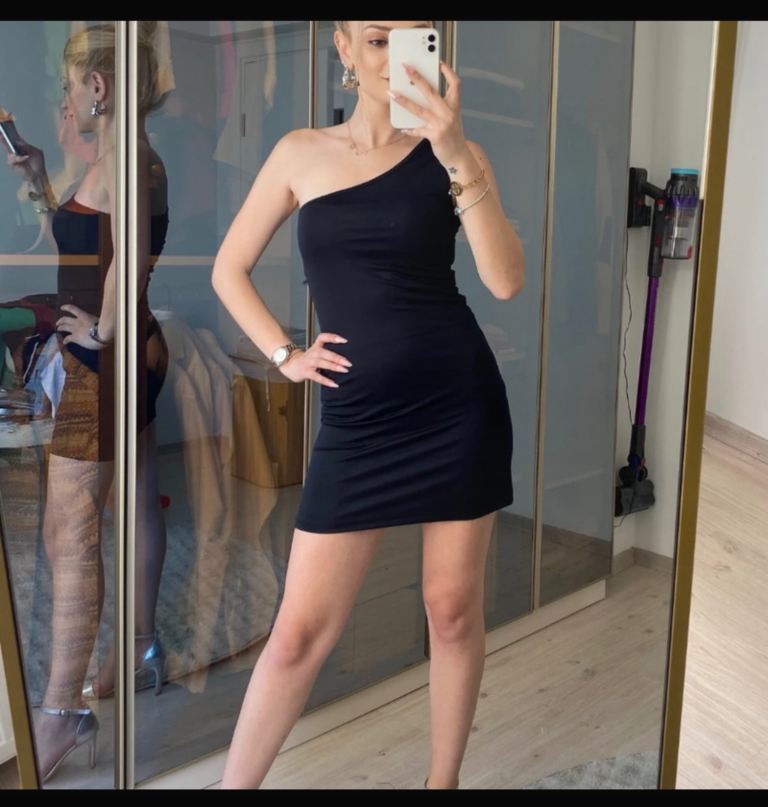 One Shoulder Mini Dress – Black, Navy, or Red, As Good As New