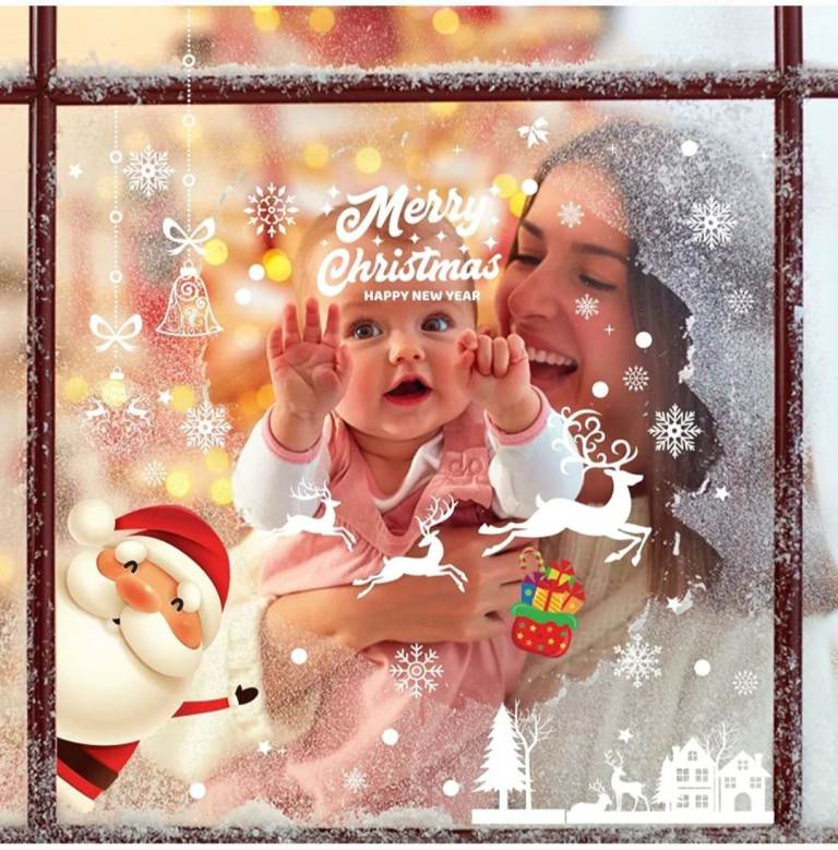 Bnip 197 Pieces Window Stickers Christmas Window Clings