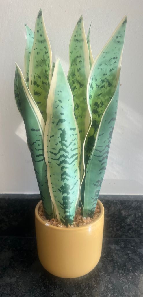 Habitat Faux Snake Plant in Yellow Ceramic Pot