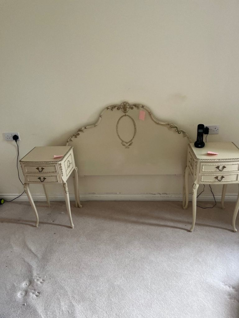 Vintage headboard and matching side tables