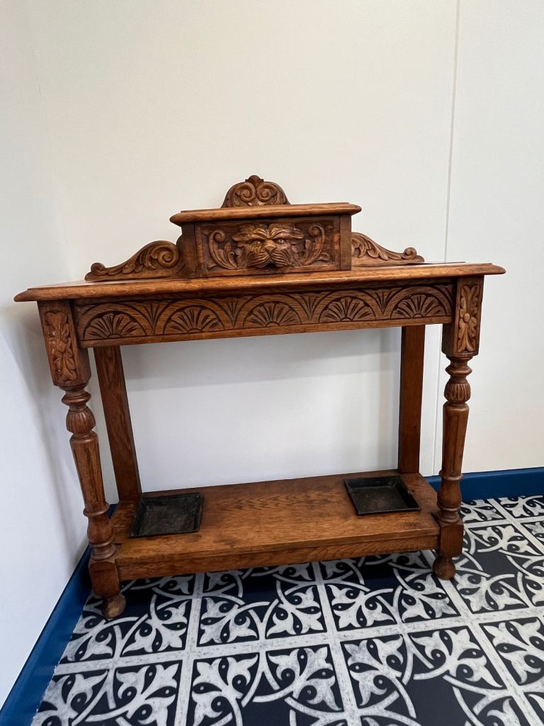Antique Victorian 19th Century Carved Oak Umbrella Stand