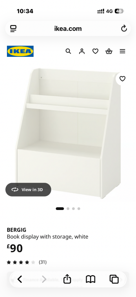 IKEA BERGIG Book Display with Storage – White