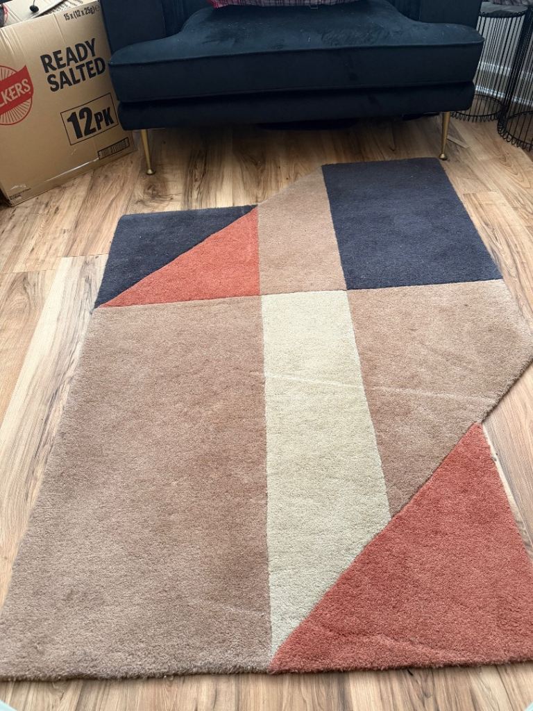 Dunelm Modern Geometric Pattern Rug – Multicoloured, Good Condition