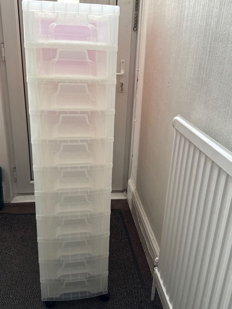 Clear Plastic Storage Tower with 11 Drawers
