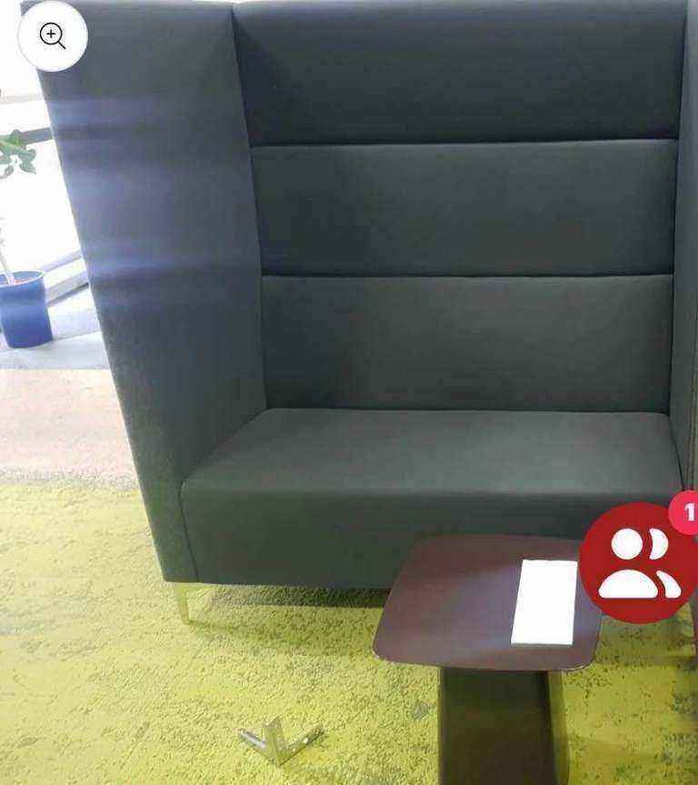 Used High back Sofa Seating Moduar Booth Grey H 150cm x W 140cm x D 84cm