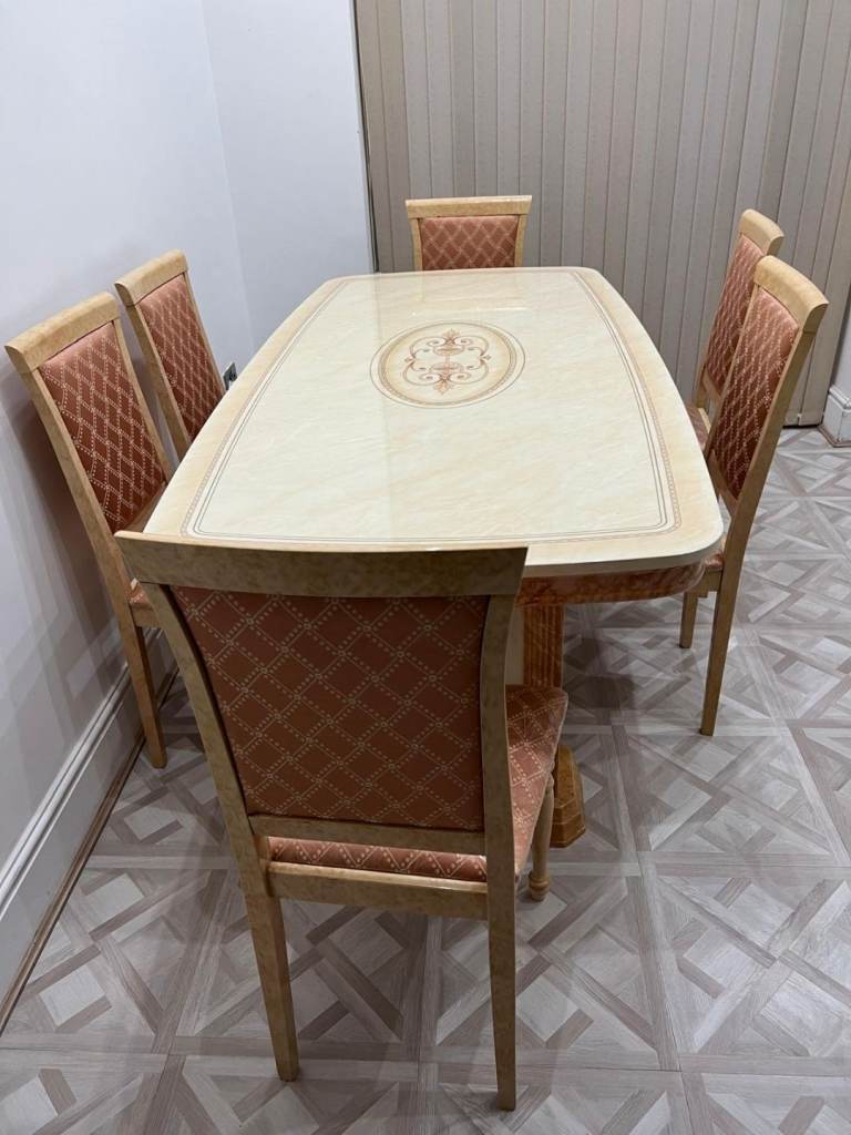 Marble Effect Dining Table & 6 Chairs
