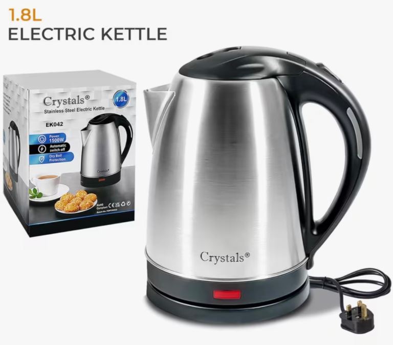 Crystals 1.8L Stainless Steel Electric Kettle EK042 – New