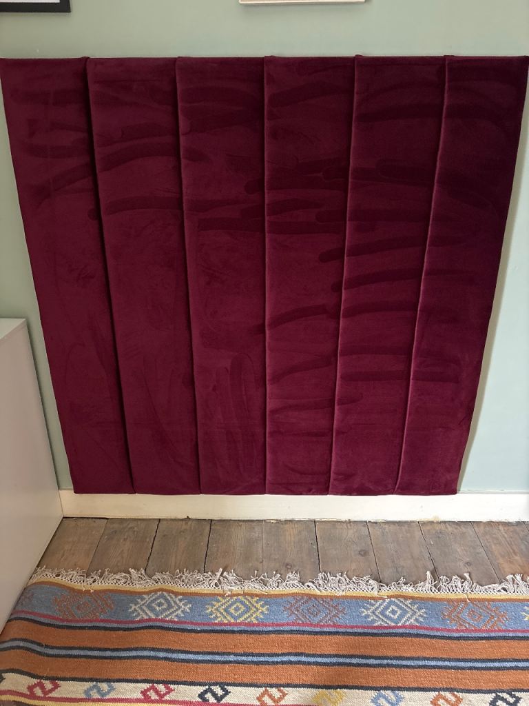 Wall mounted Small Double headboard red velvet