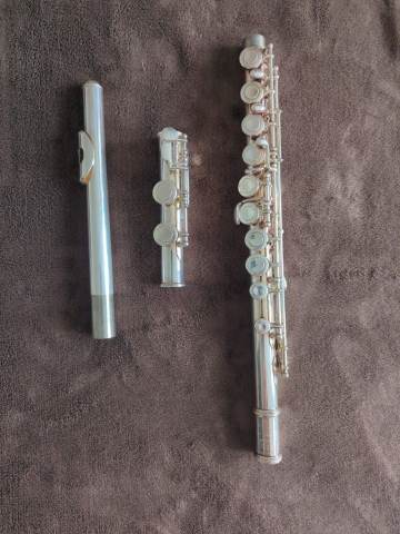Trevor James TJ10x II flute with case, cleaning rod & cloth