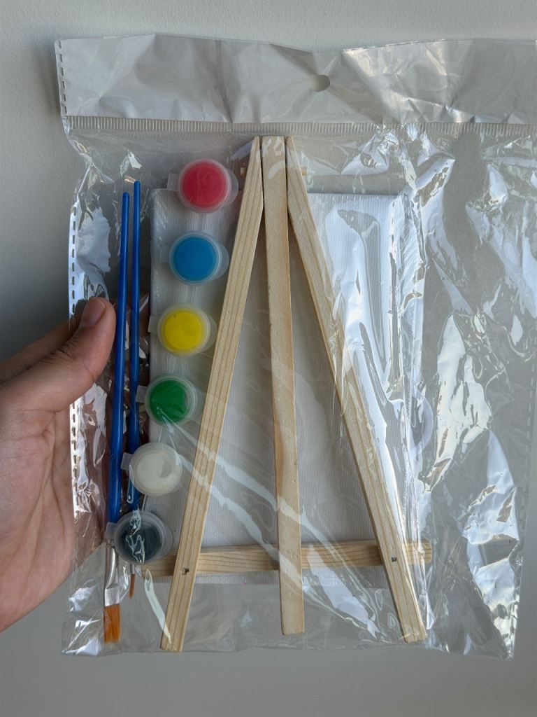 Mini Canvas Painting Set with Easel, Brushes, and Paints – New