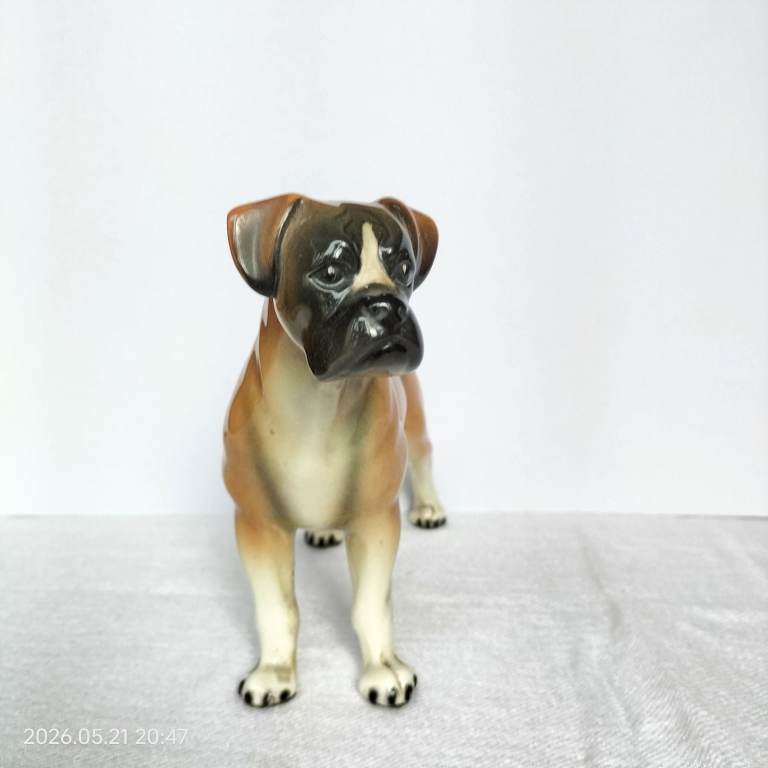 Vintage Ceramic Boxer Dog Figurine - Western German