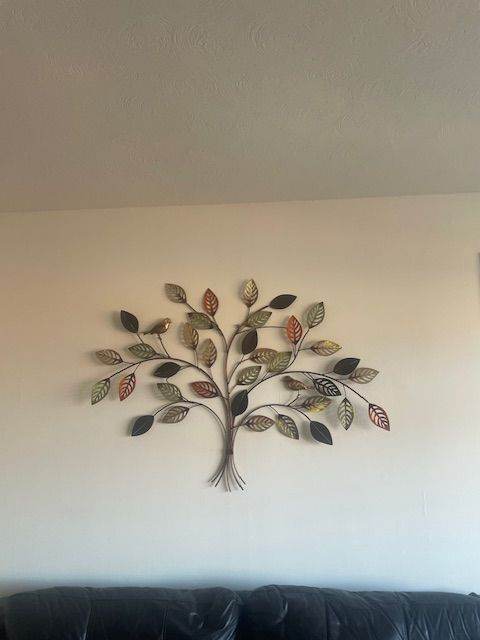 LARGE METAL WALL ART LEAVES AND BIRDS