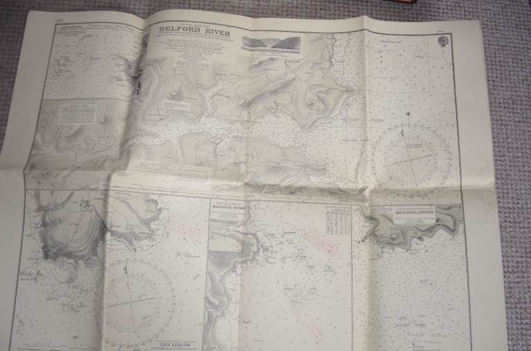 HELFORD RIVER CORNWALL MAP 1952  WOULD FRAME GREAT 26" APPROX
