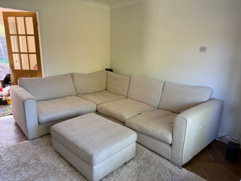 Sofology cream corner sofa with foot stool