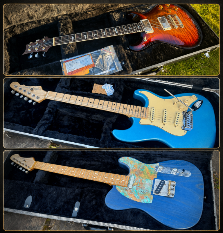 Guitars: PRS 594, PJE Oz, G&L Legacy USA