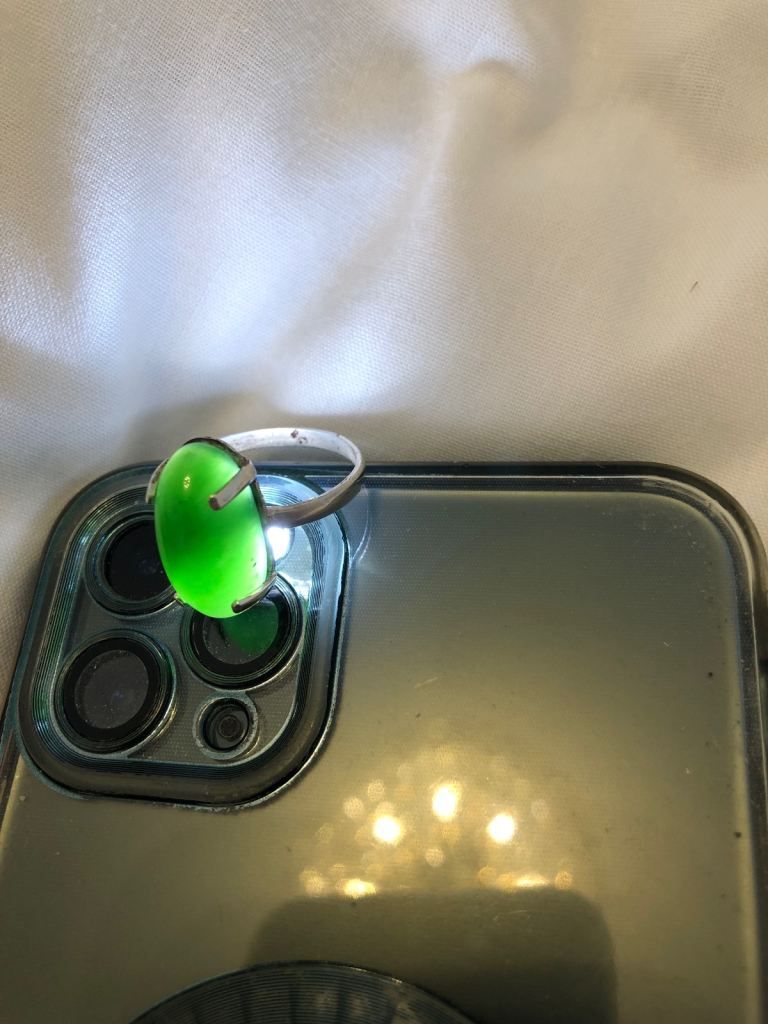 Unisex Vintage Jade Natural silver ring,