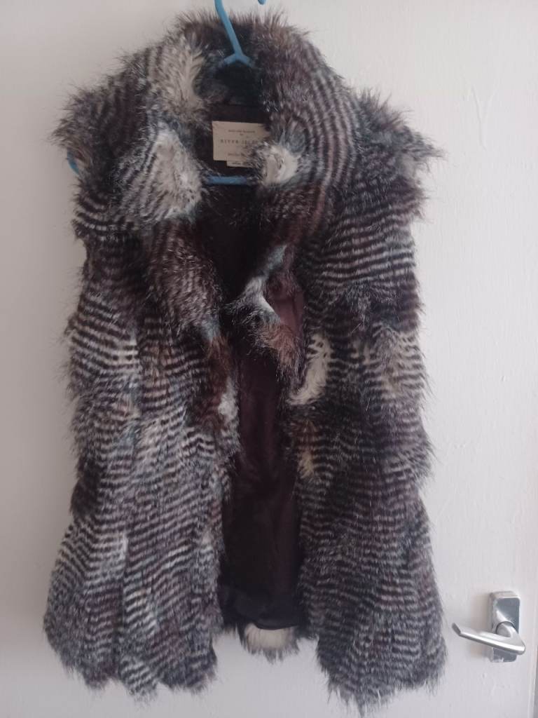 Faux Fur Gilet / Waistcoat – Multicoloured, Good Condition