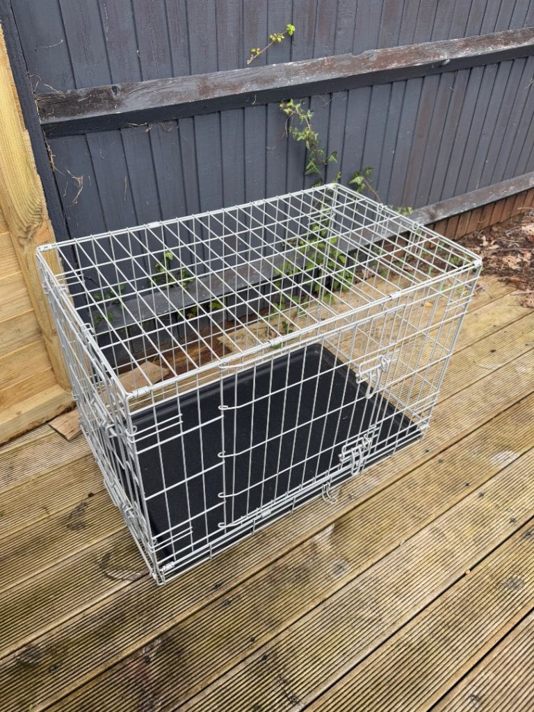 Large Dog Crate in Grey with Two Doors