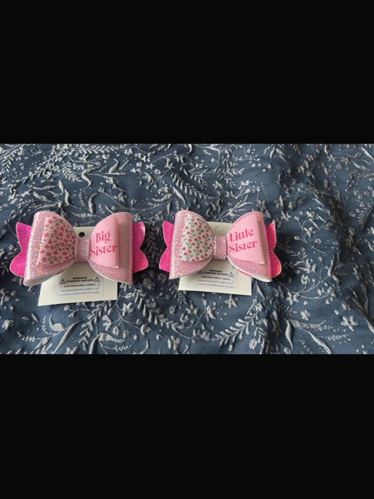 Hand made New Big Sister Little Sister Hair Bows – Pink