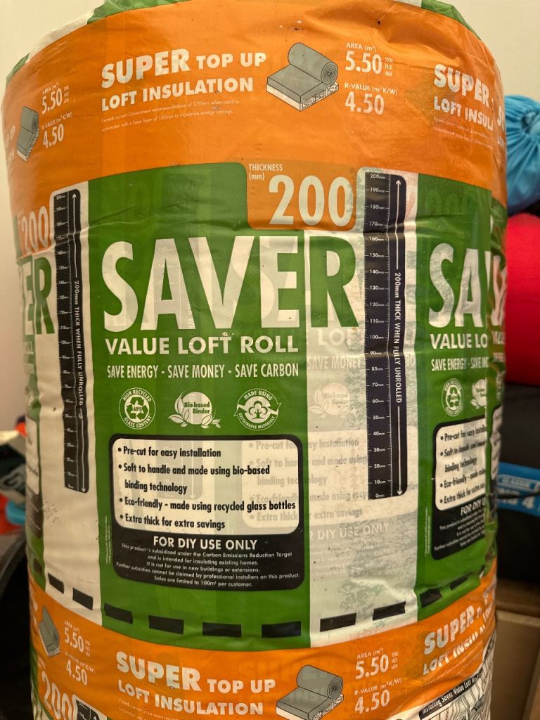 New Saver Value Loft Roll Insulation – Unused, Ready for Top Up