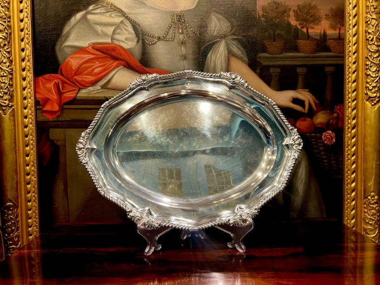 Massive Paul Storr George III antique Sterling silver platter / tray . Hallmarked 925