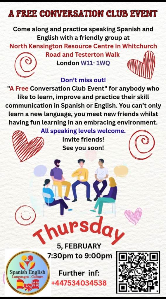 A free Spanish and English languages and Culture Event exchange 