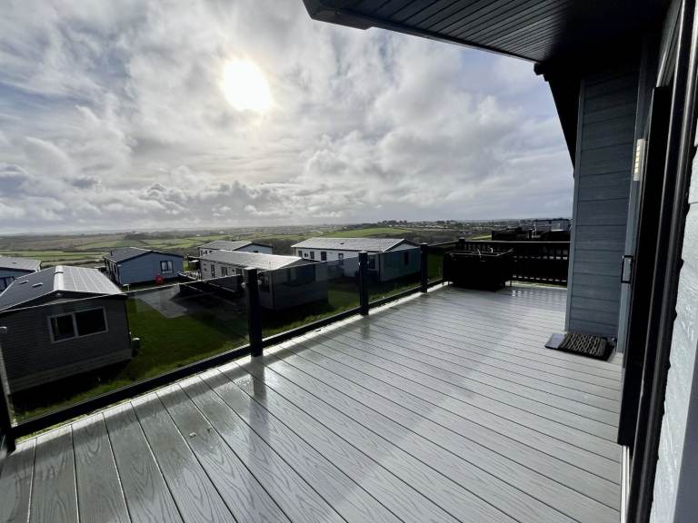 Luxury twin lodge for sale at Newquay Holiday Park, Cornwall TR8 4HS - Excellent condition