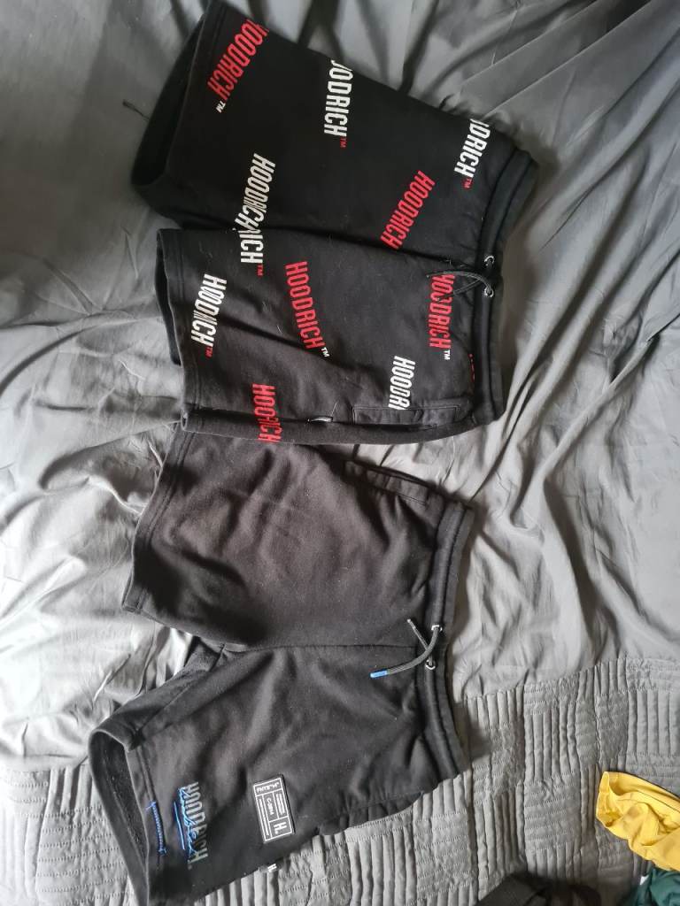 Hoodrich Men's Shorts - Black and Grey, Good Condition