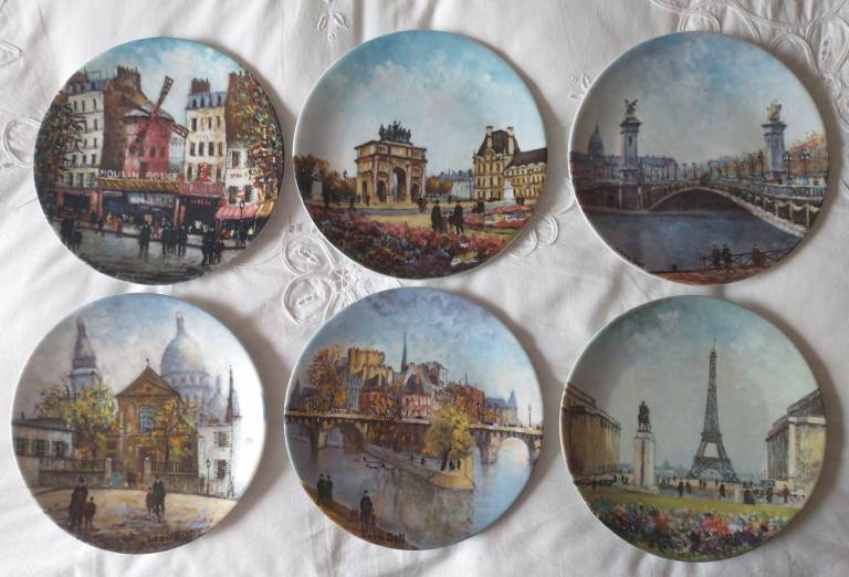 6 x Vintage Collectable French picture plates. Boxed. New never used.