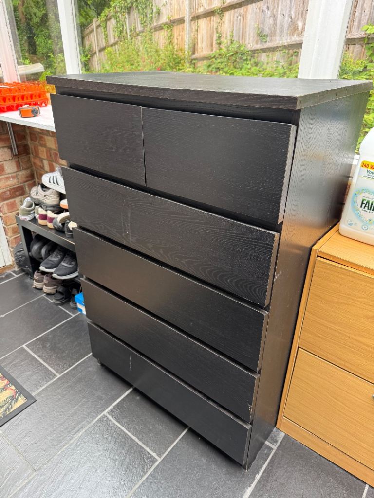 IKEA MALM Chest of 6 Drawers – Dark Grey