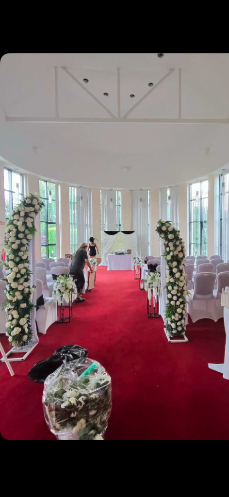 Pair of White Floral Arches – Wedding/Event Decor
