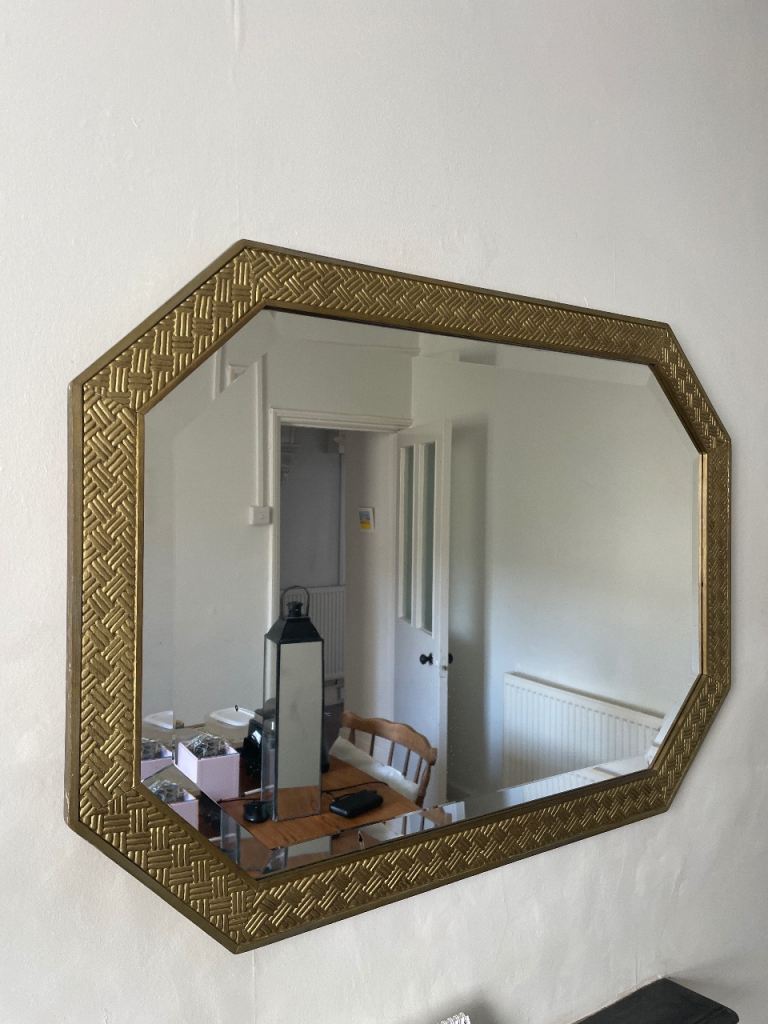 Octagonal Gold Framed Mirror – Good Condition