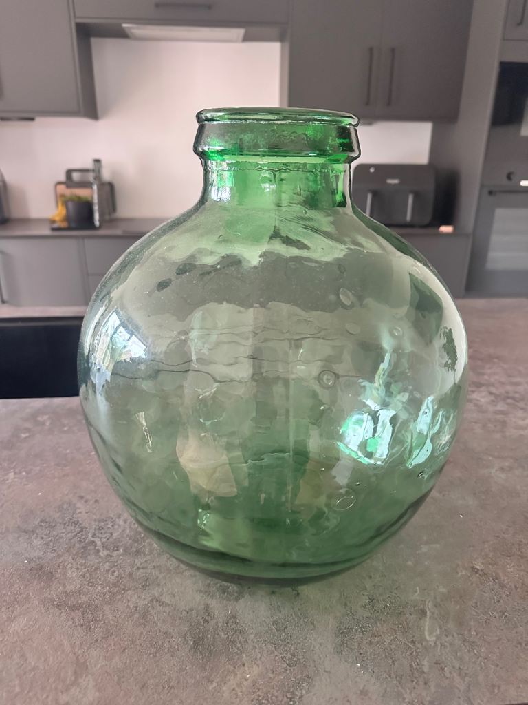 Vintage Viresa Green Glass Demijohn - Large Carboy Wine Jug or Statement Decor