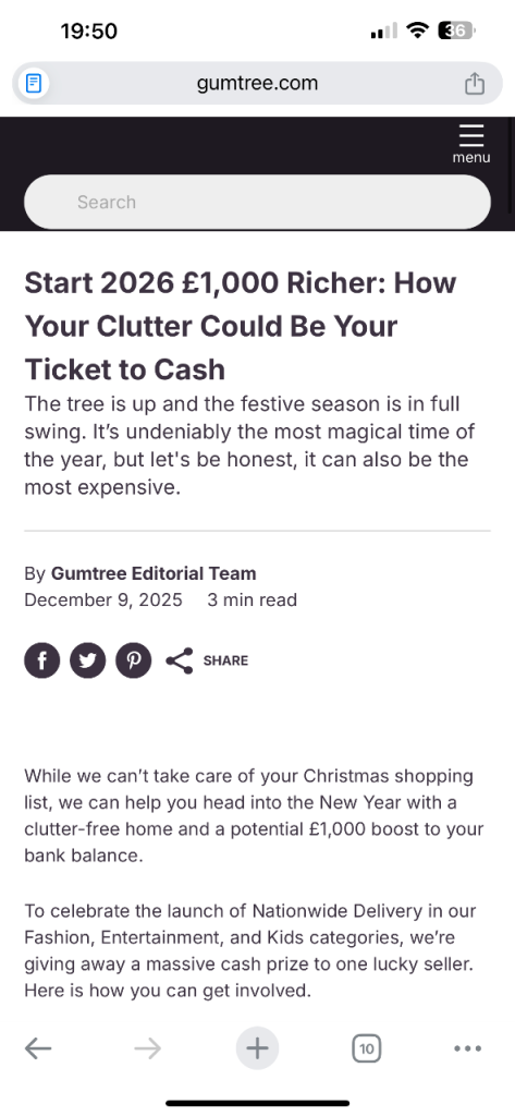 Posting an ad because gumtree said so