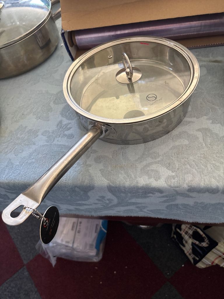 New Stainless Steel Saucepan with Glass Lid