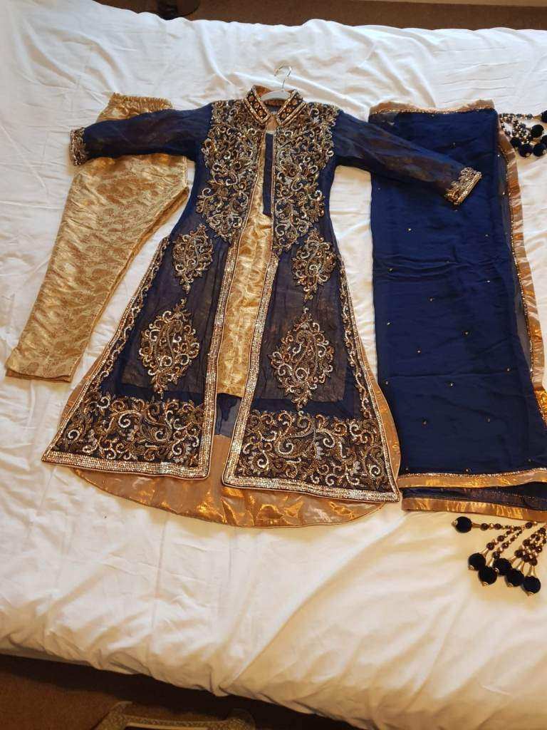 Ladies Blue and gold party wear Size S