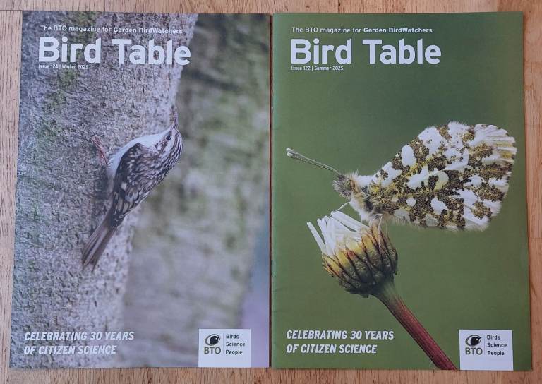Two unopened Bird Table Garden Birdwatchers Magazines Summer & Winter 2025 issues