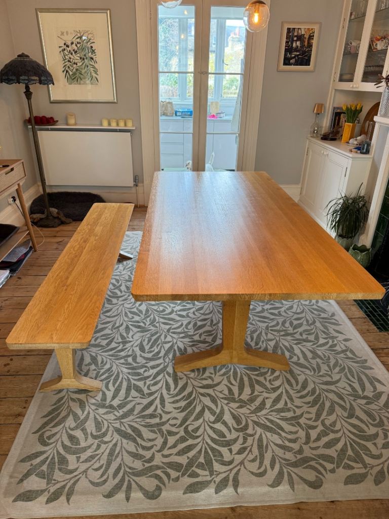 Dining / kitchen Table and bench Case ballet design - oak