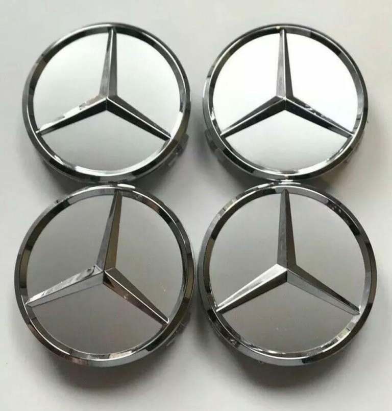 Mercedes benz 75mm silver/silver center alloy wheel caps