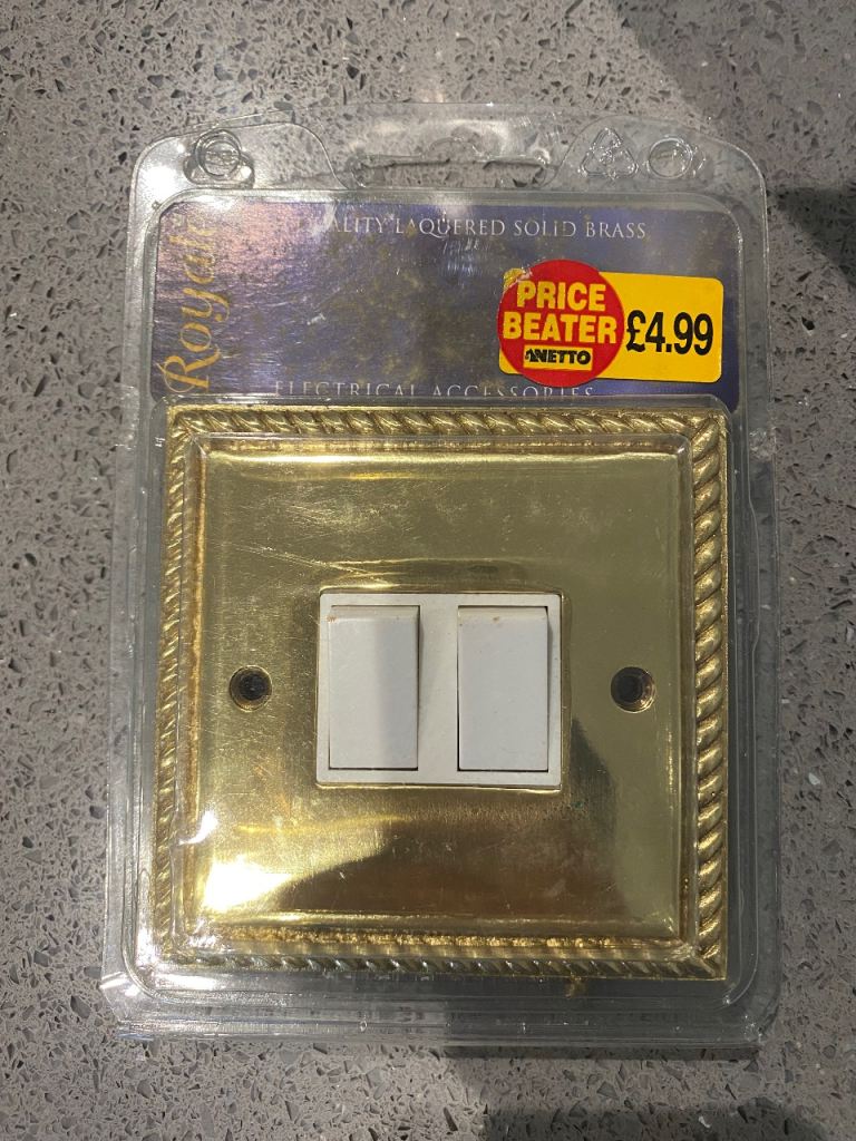 New Georgian Brass Double Light Switch – Unopened
